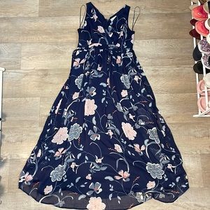 Blue floral maternity maxi dress